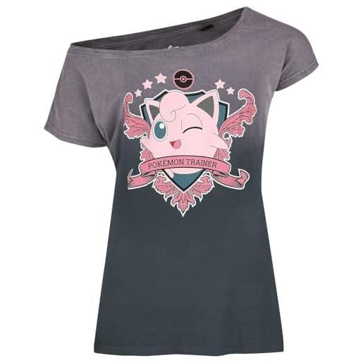 Pokémon jigglypuff trainer donna t-shirt rosa pallido l 100% cotone largo