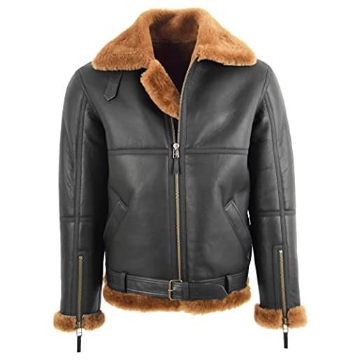 House Of Leather raf - giacca da uomo originale in pelle di pecora, colore: marrone zenzero, colore: marrone zenzero. , l