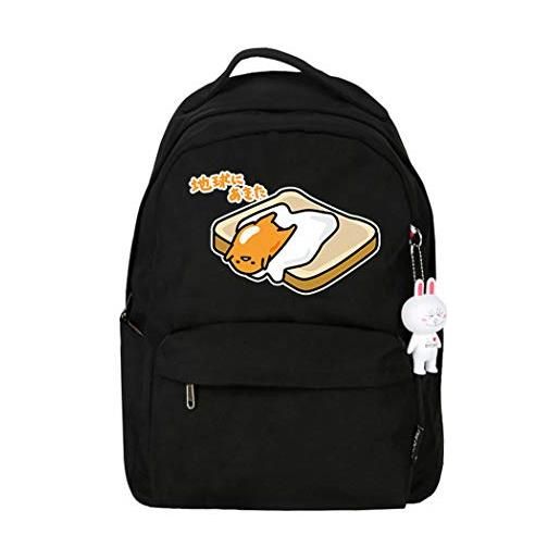 WANHONGYUE gudetama anime ciondolo coniglio borsa da scuola zaino casual backpack per ragazze e donne nero / 1