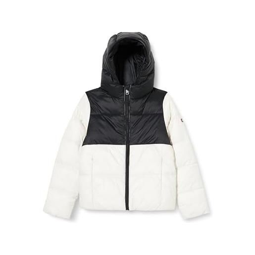 Champion legacy legacy outdoor g - light wr colorblock hooded giacca imbotita, off white/nero, 11-12 anni bambina fw23