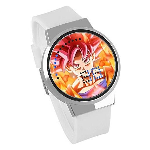 HAOKTSB orologi digitali per bambini, orologio touch screen led orologio animazione dragon ball orologio impermeabile super saiyan bianco, d