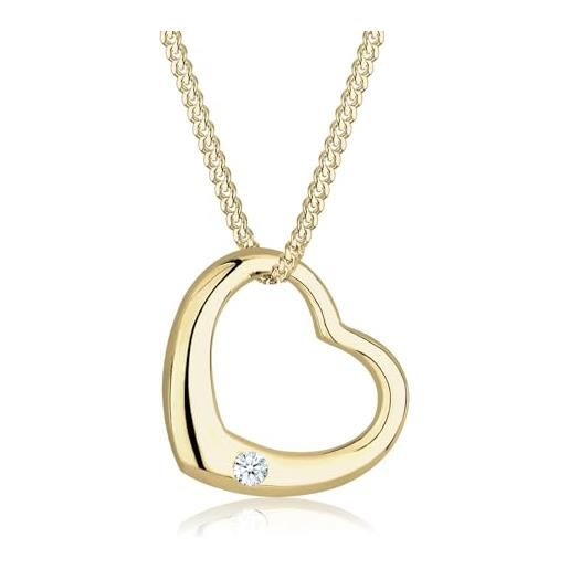 DIAMORE elli diamonds collana donna cuore amore con diamante (0,03 ct. ) in 375 oro giallo