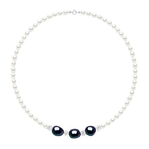 PEARLS & COLORS NATURAL FINE PEARLS pearls & colors - collana autentiche perle d'acqua dolce barocche 4-5 e 11-12 mm - qualità aaa+ - cristallo preciosa - argento 925 - gioielli per donna