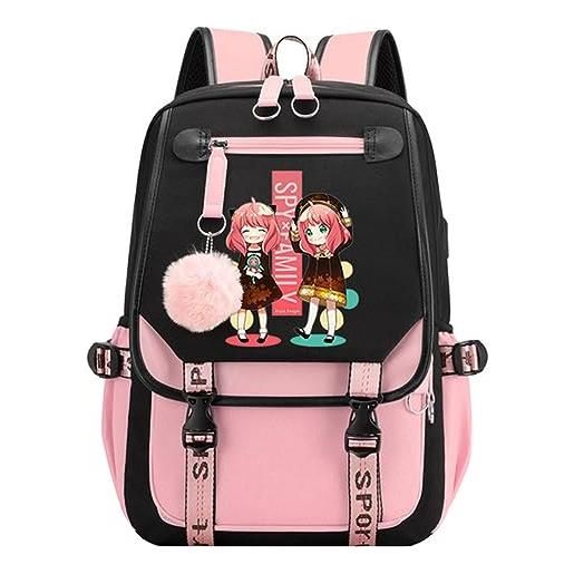 westtrend spy x family backpack unisex anime stampato borsa a tracolla grande capacità rucksack studente schoolbag outdoor travel bag usb zaino
