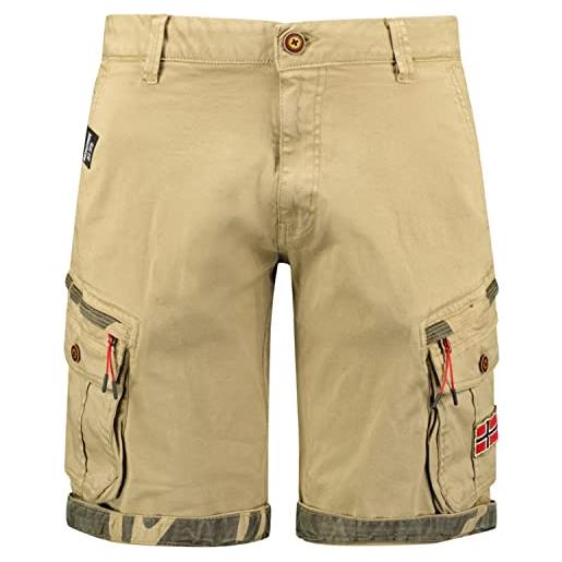 Geographical Norway geo norway parento men - pantaloncini/bermuda uomo - pantaloni cargo in cotone, abbigliamento maschio/maschile estivo - pantaloncini e bermuda, beige, l