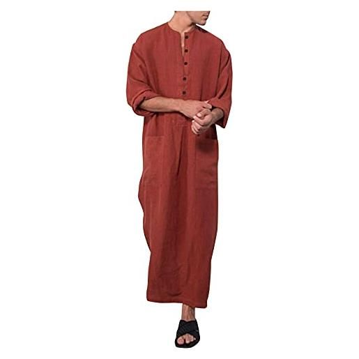 JokeLomple musulmani abito da uomo - con stampa in stile kaftan abito marocchino islamico lato split dubai abbigliamento vestito arabo uomo robe arabia musulmana