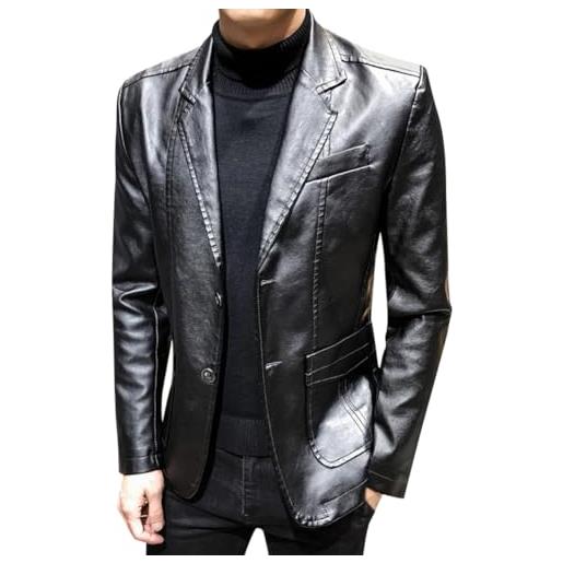 Oanviso giacca di pelle da uomo blazer giacche da abito pelle artificiale giacche da moto elegante giacca business casual giubbotto di pelle moda blazers a rosso 3xl