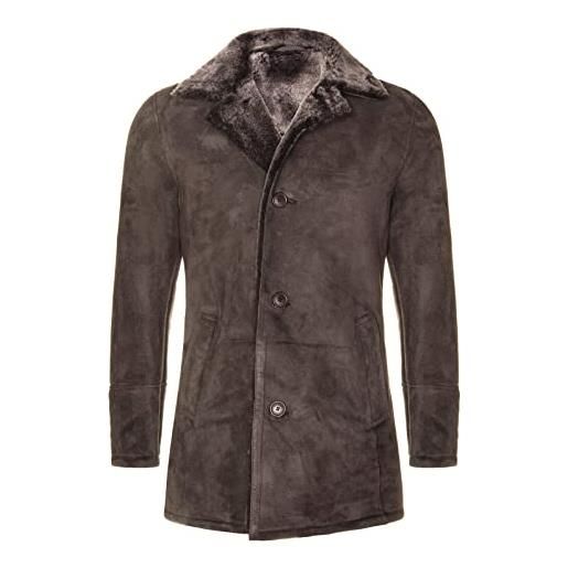 Infinity Leather cappotto da marinaio in pelle scamosciata classica da uomo in vera pelle di montone marrone m
