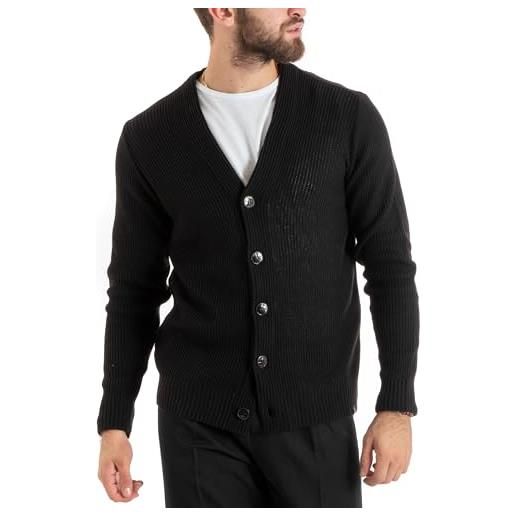 Giosal cardigan uomo giacca con bottoni maglioncino scollo v maglia inglese made in italy (s, petrolio)