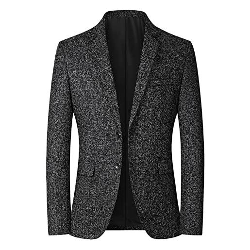 Darringls giacca da uomo retro spazzolato giacca blazer collare singolo due bottoni piccolo vestito casual giacca vintage abiti uomo, nero , xxxl