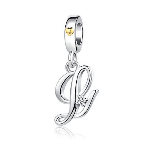 MiniJewelry - ciondolo a forma di lettera a-z, con lettera dell'alfabeto, in oro, per braccialetti pandora, per donne e ragazze e rame, cod. 920