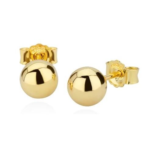 NKlaus coppia di orecchini a pallina da 6 mm 8 carati 333 oro giallo orecchini da donna lucidi 9064