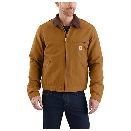 Carhartt giacca detroit, vestibilità comoda, in tessuto duck con fodera tipo coperta a righe, uomo, nero, m