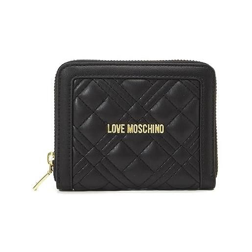 Love Moschino portafoglio con zip da donna marchio, modello jc5605pp1hla0, realizzato in pelle sintetica. Nero