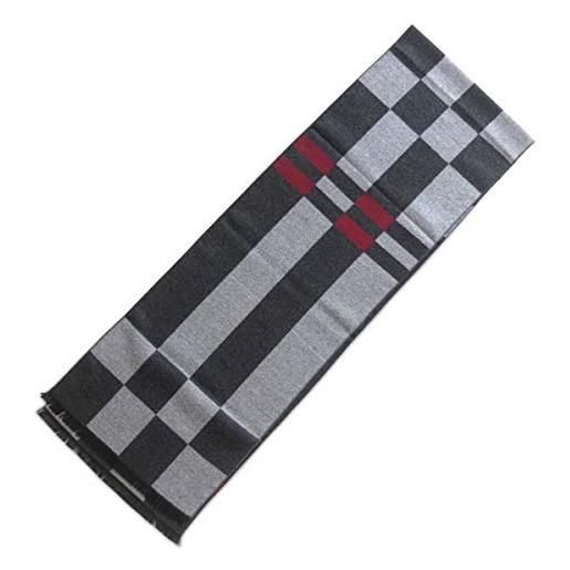 LumiSyne invernale sciarpa in lana per uomo stile d'affari foulard a quadri strisce classiche sciarpa lunga in cashmere morbido con nappa