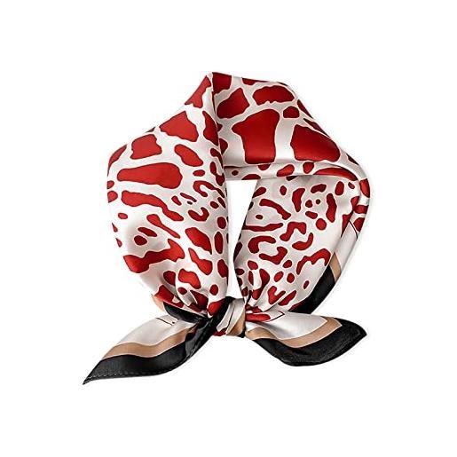 LumiSyne sciarpe di seta donna piccolo foulard quadrato stampa animalier motivo leopardato morbido leggera bandane fascia per capelli fazzoletto wristband decorazione copricapo