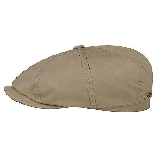 Stetson coppola hatteras waxed cotton wr uomo - cap berretto newsboy con visiera, fodera, fodera autunno/inverno - l (58-59 cm) beige
