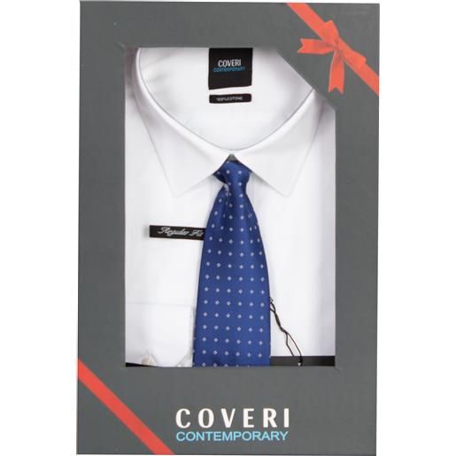 Coveri Contemporary camicia bianca collo classico con cravatta in scatola regalo