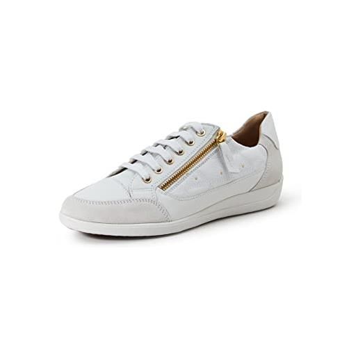 Geox d myria, sneakers donna, bianco white off white, 36 eu