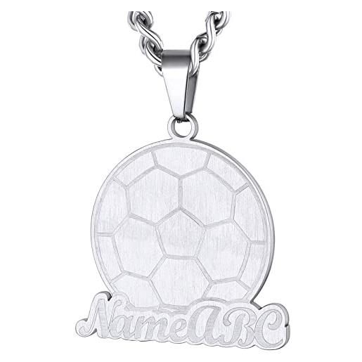 GOLDCHIC JEWELRY collana da calcio con nome personalizzato per la squadra scolastica, collane con nome in maglia in acciaio inossidabile da uomo