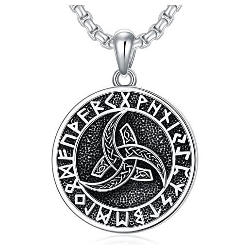 Shusukue ciondolo vichingo con albero della vita, in argento sterling 925, con albero della vita, con rune vichinghe, amuleto nordico, gioielli vichinghi, regalo per uomo e donna, argento sterling