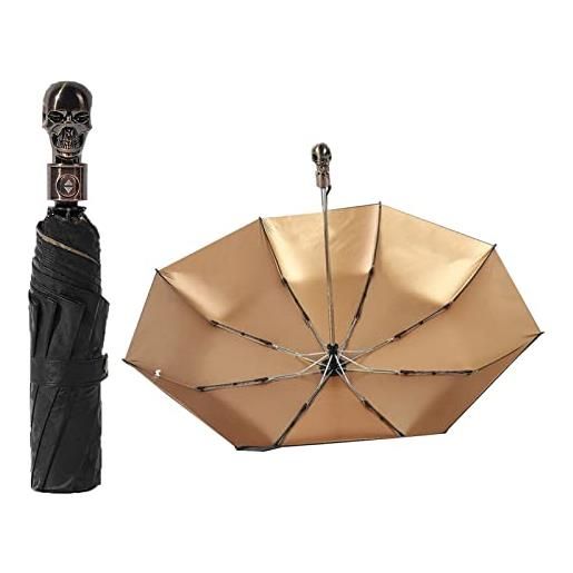 FHXYZ unico teschio maniglia ombrello pieghevole antivento viaggio 8 ossa manico in metallo uv ombrello uomini donne regalo