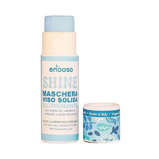 Enooso - maschera viso illuminante solida in stick - argilla blu e acido ialuronico - 100% skin care bio naturale vegana e artigianale - made in italy