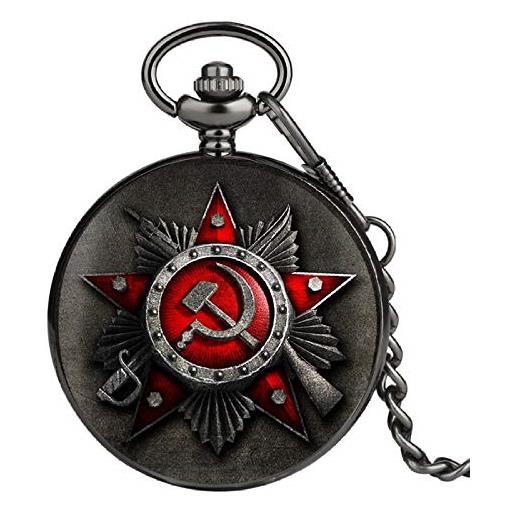 BADALO vintage cccp russia unione sovietica bandiera russa badge martello falce orologio da tasca design collana sovietica catena regali per ragazzi e ragazze