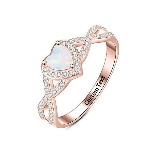 Gemart personalizzato inciso personalizzato nome argento cuore anello opale anelli per le donne halo promise ring coppie delle donne lei