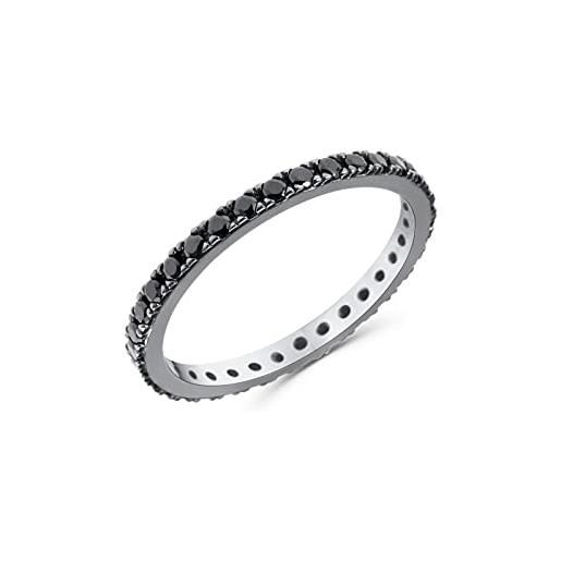 Anellissimo anello veretta pietre nere donna argento 925 con zirconi - 18