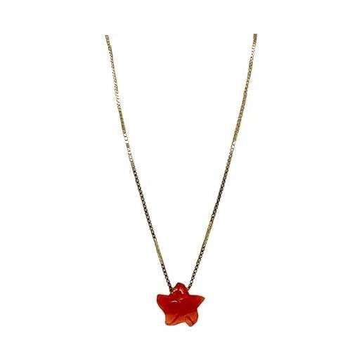 sicilia bedda - collane in corallo rosso del mediterraneo - gioielli argianali realizzati a mano (collana stella di corallo oro)