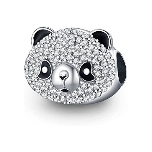 Aniu charm panda argento sterling 925, ciondolo panda charm compatibile con pandora bracciali/collana, personalizzato charms regalo per donna mamma moglie