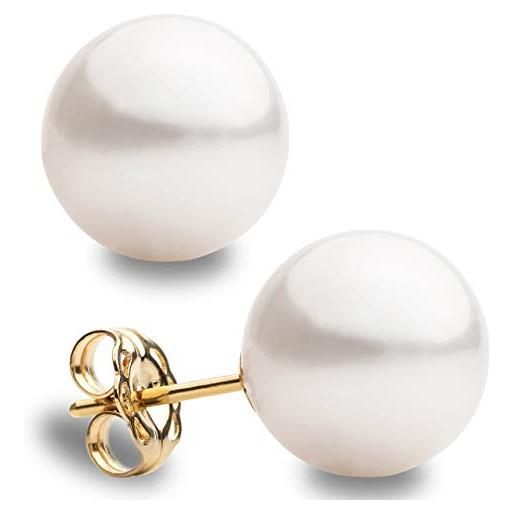 Secret & You orecchini da donna con perle rotonde coltivate d'acqua dolce Secret & You - oro 18 carati legge 750 o argento legge 925 rodiato - disponibile in 6 taglia, da 6-6,5 mm a 11-11,5 mm