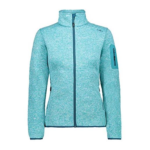 Cmp giacca in pile mélange knit tech, donna, baltic mel-deep lake, 50, baltic mel. -deep lake