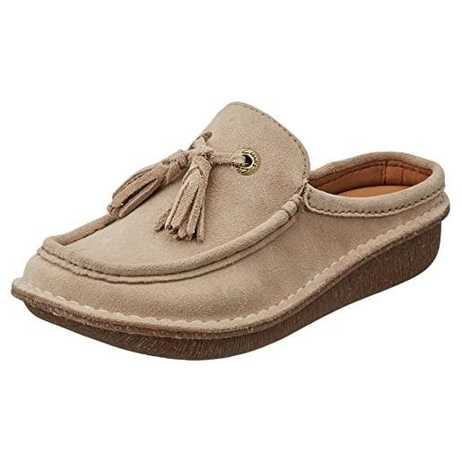 Clarks funny clog, slide sandal da donna, beige (sand suede), 35.5 eu