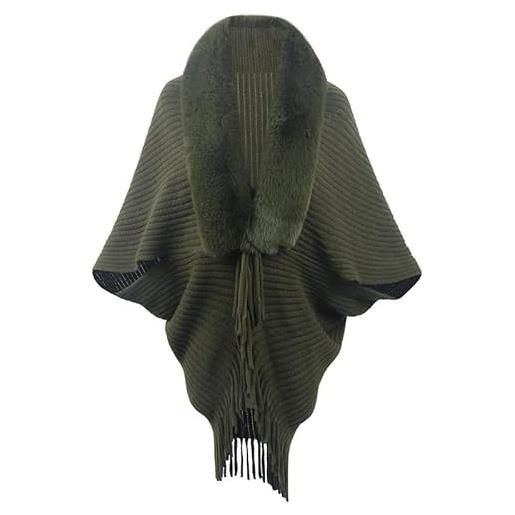 HANXIULIN sciarpa donna autunno triangolo sciarpa triangolo classico poncho vintage panno invernale moda multiuso sciarpa donna scarf, verde, taglia unica