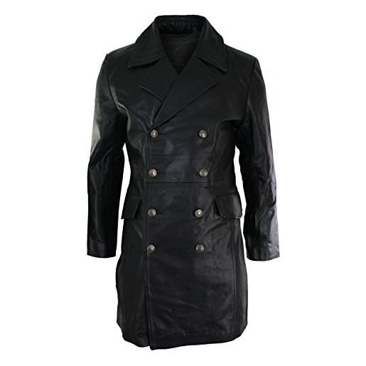 Infinity giacca cappotto lungo in vera pelle da uomo dark punk rock emo nero xl