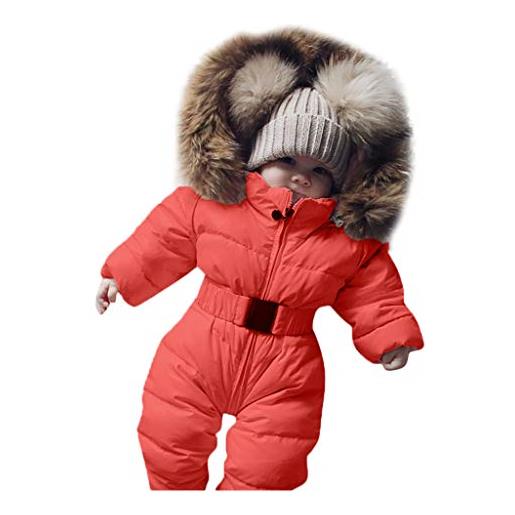 Chejarity bambino tute da neve inverno pagliaccetto con cappuccio caldo set di abbigliamento con elastico cintura manica lunga cerniera tuta cappotto 3-24 mesi