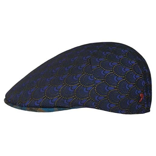Alfonso D´Este coppola pavoned'este uomo - made in italy cappello piatto con visiera, fodera autunno/inverno - l (58-59 cm) blu scuro