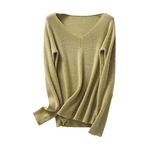 Vogrtcc womens v neck cashmere knitted pullover bottoming slim sweaters