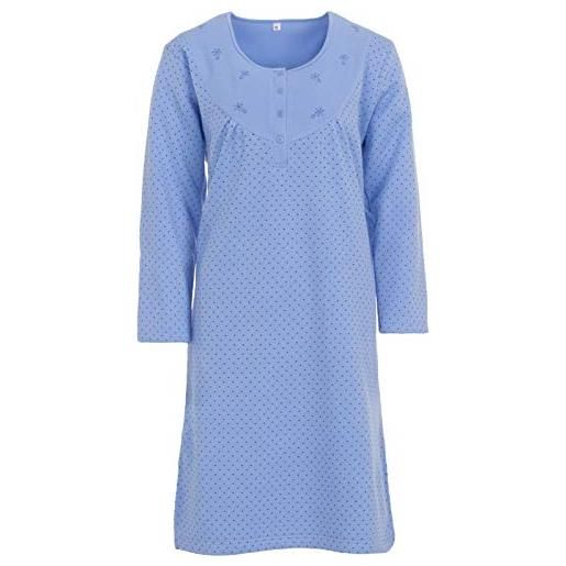 Zeitlos camicia da notte da donna, termica, a maniche lunghe, con bottoni invernali, taglia m-xxl, blu, xxl