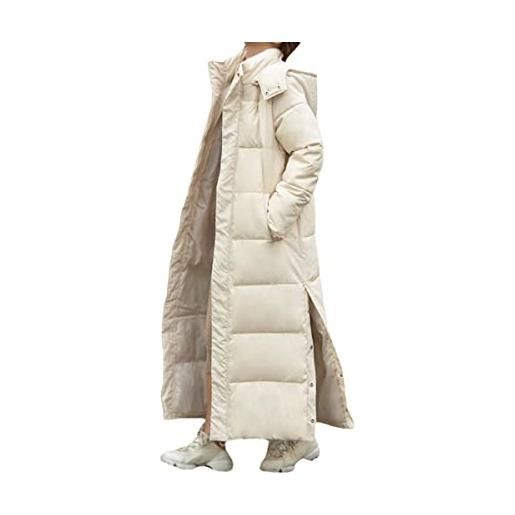 Vagbalena piumino lungo da donna con cappuccio allungato e ispessito piumino invernale caldo piumino parka piumino da uomo soffice antivento cappotto cappotto lungo (bianco, m)