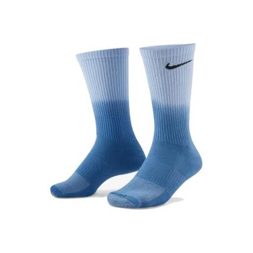 Nike confezione da 2 calzini sportivi dri-fit traspiranti, blu bicolore, x-large
