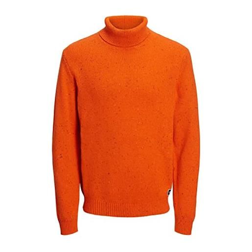JACK & JONES jorwoodland knit roll neck maglione, celosia arancione, m uomo