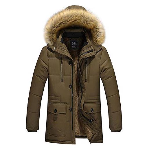 GUOCU uomo cappotto guibbino invernale con cappuccio casual giacche caldo antivento parka caldo giubbotto lunga cappotti marrone xl