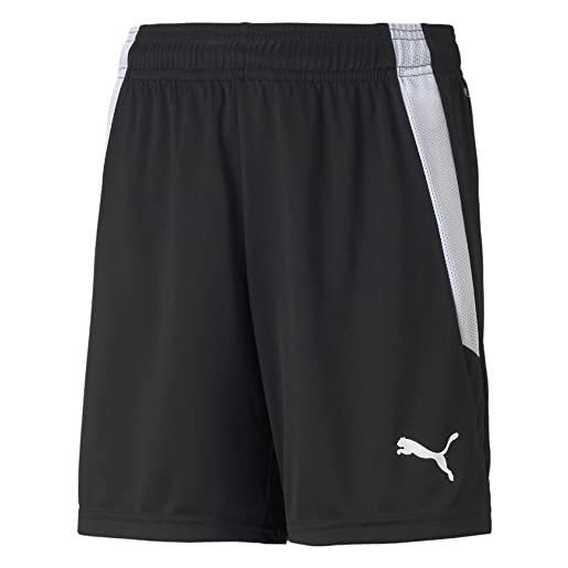 Puma teamliga shorts jr, pantaloncini unisex bambini, bianco (puma white/puma black), 128