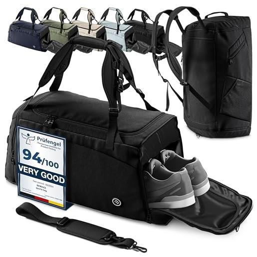 BeMaxx borsone palestra training + funzione zaino, scomparto per scarpe e bagnato | 40/60l borsa sportiva viaggio nuoto fitness sport gym sacca tracolla bagaglio mano duffel bag impermeabile uomo donne