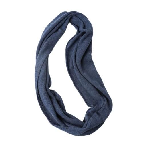 Prettystern xl scaldacollo tubolare sciarpa ad anello donna di 100% cachemire lana scialli tubolare uomo collo di cashmere a maglia unisex blu denim