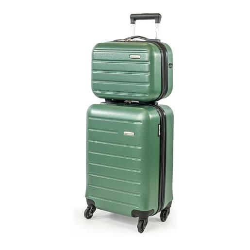 Pierre Cardin voyager - valigia rigida da viaggio con 4 ruote girevoli | manico telescopico | valigie a guscio rigido cl893, cachi, l, valigia