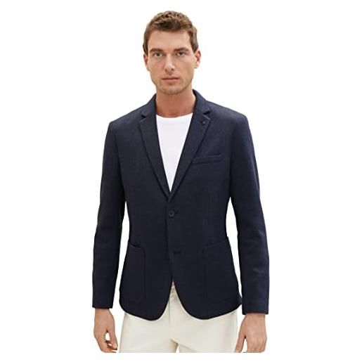 TOM TAILOR giacca in jersey piquet elasticizzato, 32850-melange classico blu, 50 uomo